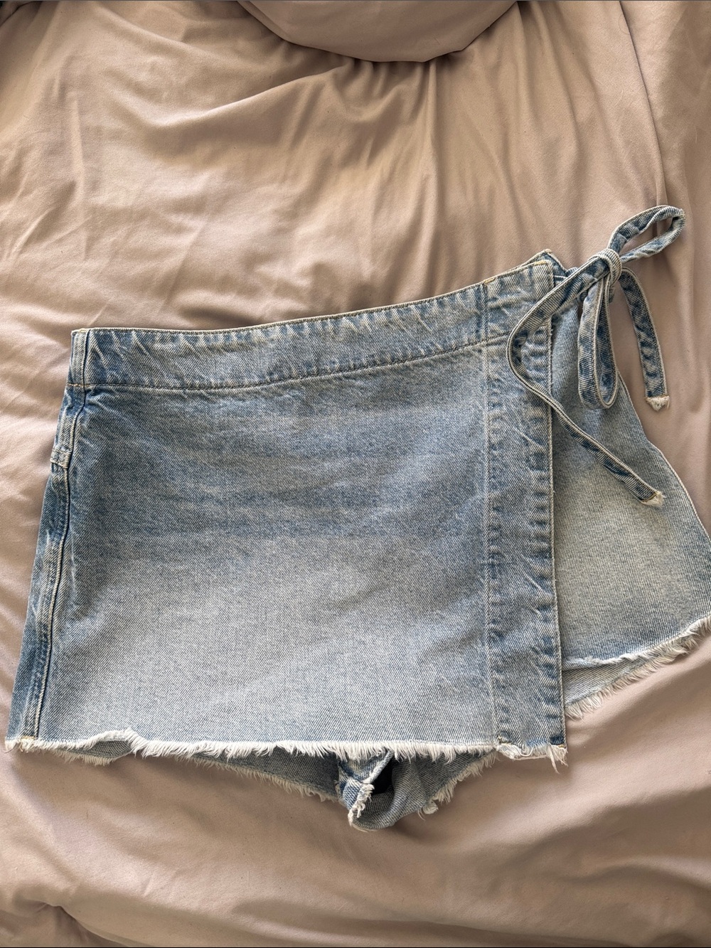 Free People Light Blue Denim Wrap Skort